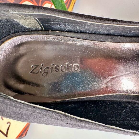 Zigi Soho Black Satin Peep-Toe Platform Heels Crystal Rosette Stiletto size 8 - Picture 7 of 12